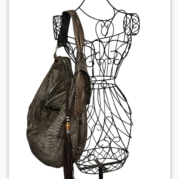 Gucci Jungle Hobo Python Large Shoulder Bag Tassels Snake Print Luxury Bag - Picture 3 of 15